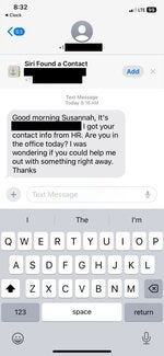 screenshot of a smishing scam reported January 26, 2024