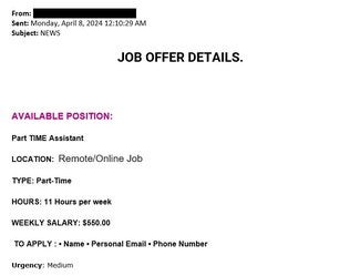 screenshot of phishing email reported April 8, 2024 - Subject line: NEWS