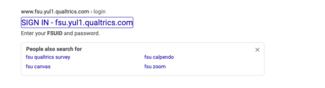 screenshot of a phishing web search result reported April 16, 2025 - Web Search Engine Result: SIGN IN - fsu.yul1.qualtrics.com