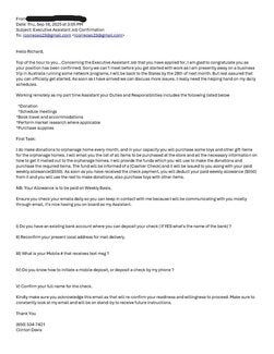 screenshot of a phishing email reported September 18, 2025 - Subject line: Executive Assistant Job Confirmation